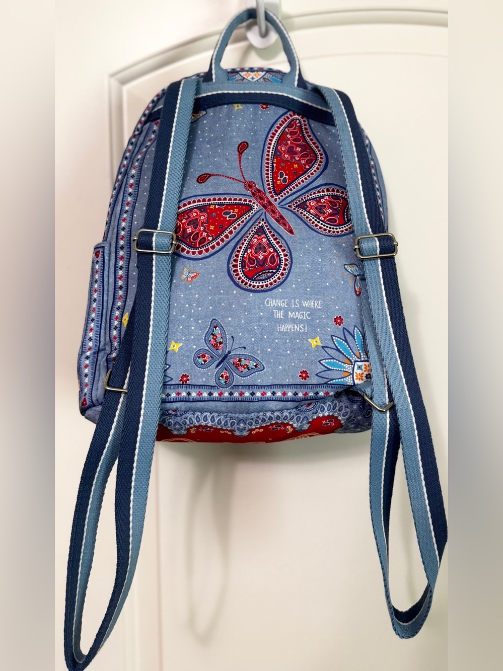 Brighton Bandana Love Backpack Blue Paisley Butterfly Print Mini Backpack - Picture 11 of 16